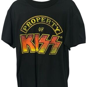 KISS Black Graphic T-Shirt with custom rhinestones, NWT